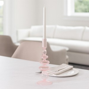 Glass Taper Candle Holder - Modern Decorative Candlestick for Home, Office, Bedroom & Living Room - Elegant Tall Contemporary Accent Decor - 1 of 4