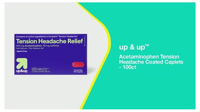 Acetaminophen Tension Headache Coated Caplets- 100ct - up &#38; up&#8482;, 2 of 8, play video