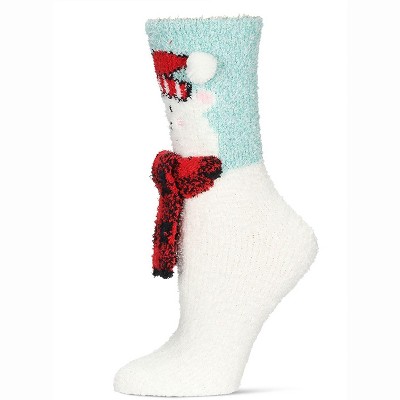 Memoi Women's Polar Bear Embellished Critter Plush Crew Socks Ivory One Size