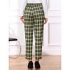INSPIRE CHIC Women's Vintage Tartan Plaid Elastic Waist Straight Long Trousers - 4 of 4