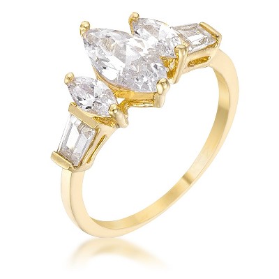 Slickblue Women's Stunning Marquise Triplet Engagement Ring, 2.5 Ct, 18k Gold Finish, Size 5-10
