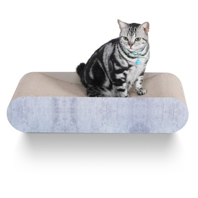 Gulches Cat Scratcher, Cardboard Lounge Bed, Bone Shape Design, Recyclable Corrugated Scratching Pad, Stable Furniture Protector, Reversible, Grey