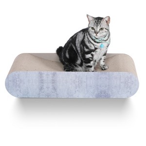 Gulches Cat Scratcher, Cardboard Lounge Bed, Bone Shape Design, Recyclable Corrugated Scratching Pad, Stable Furniture Protector, Reversible, Grey - 1 of 4