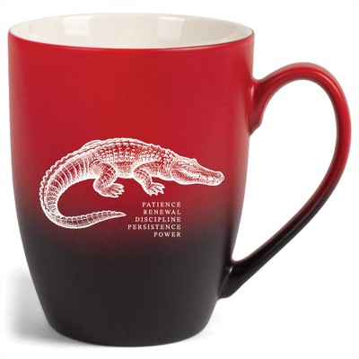 Elanze Designs 12 Ounce Ceramic Decorative Laser Engraved Giftable Novelty Tea Coffee Cup Mug Red and Black Alligator Patience Renewal Discipline