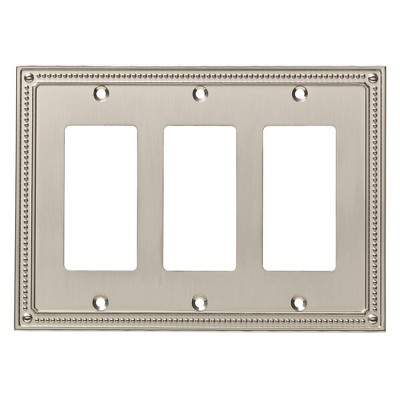 Franklin Brass Classic Beaded Triple Decorator Wall Plate Nickel