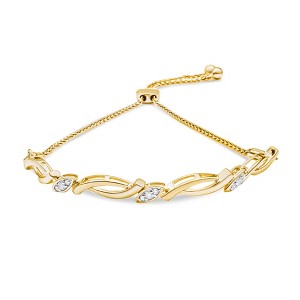 Haus of Brilliance Silver Diamond Accent Alternating Swirl link Bolo Bracelet - 1 of 4