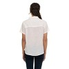 Super Triple Goose Women’s Short Sleeve Linen Shirt – Lightweight Button-Up Collared Blouse with Front Pockets - 2 of 4