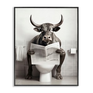 Stupell Industries Cattle Reading Newspaper Black Framed Giclee Art - 1 of 4