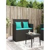 47.2"Patio Bench with Cushions Black Poly Rattan - 3 of 4