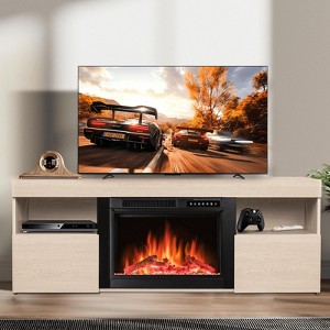 Kismile 59" Electric Fireplace TV Stand, Electric Fireplace with Mantel with Remote Control Feature 750w/1500w Settings - 1 of 4