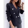 Coolmee Women's Casual Blazer Jacket Gold Button Long Sleeve Work 0ffice Blazer Lapel Open Front Jacket - 3 of 4
