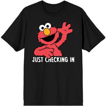 Sesame Street Elmo Just Checking In Crew Neck Short Sleeve Black Men's T-shirt