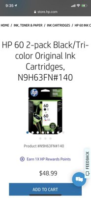 cvs printer ink hp 60