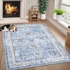Area Rugs Vintage Distressed Living Room Rug Traditional Medallion Floral Print Rug Non Slip Bedroom Rug - 2 of 4