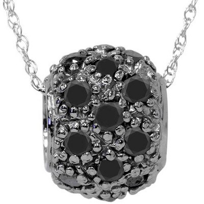 Pompeii3 1ct Diamond Pave Puff Slide Pendant 14K White Gold Necklace