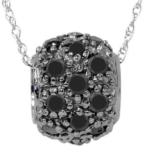 Pompeii3 1ct Diamond Pave Puff Slide Pendant 14K White Gold Necklace - 1 of 3