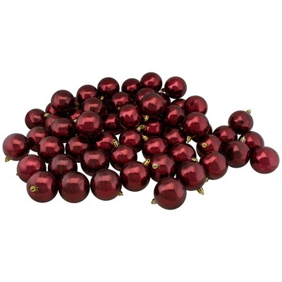 Northlight 60ct Burgundy Shatterproof Shiny Christmas Ball Ornaments 2. ...