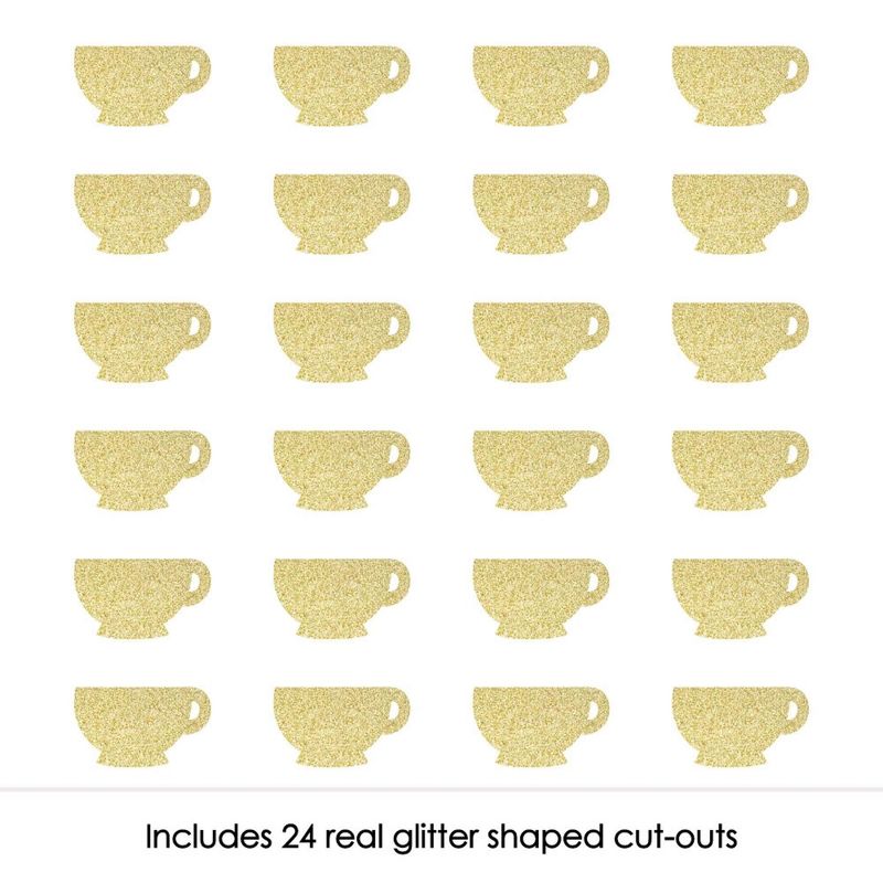 Big Dot of Happiness Gold Glitter Tea Cup - No-Mess Real Gold Glitter Cut-Outs - Garden Tea Party Confetti - Set of 24, 2 of 7