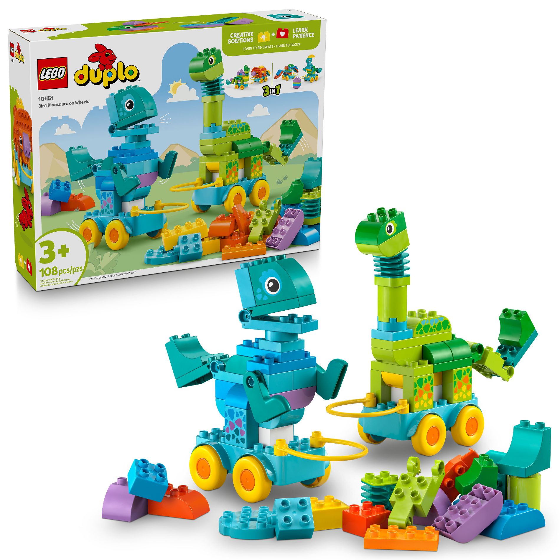 LEGO DUPLO Town 3 in 1 Dinosaurs on Wheels 10451