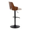 Contemporary Adjustable Swivel Barstool with Peek-A-Boo Wood Back, Armrests, and Rounded T Footrest for Kitchen or Home Bar, Set of 2 - 4 of 4