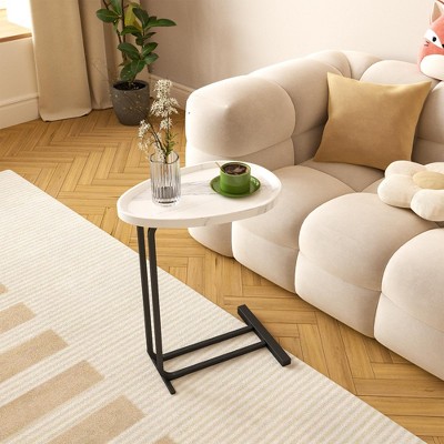 NicBex C-Shaped Side End Table for Sofa and Bedside,Couch Side Tables,Wood End Table with Metal Frame Slide for Bedroom Living Room