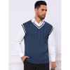 INSPIRE CHIC Men's V-Neck Sleeveless Solid Color Cable Knitted Sweater Vest - 4 of 4