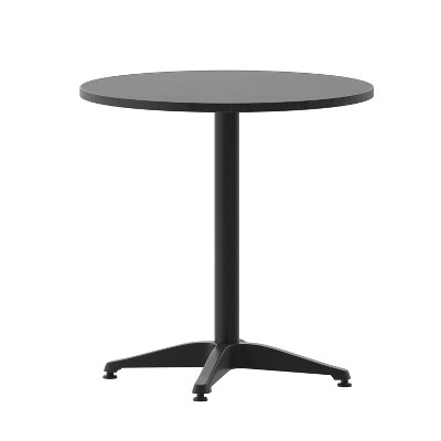 Emma and Oliver Black 27.5'' Round Metal Table with Base for Indoor and Outdoor Use