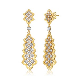 Guili Rhodium and 14K Gold Plated Iced Cubic Zirconia Dangle Earrings with Elegant Design and Sparkling Features for Stylish Jewelry Lovers - 1 of 3