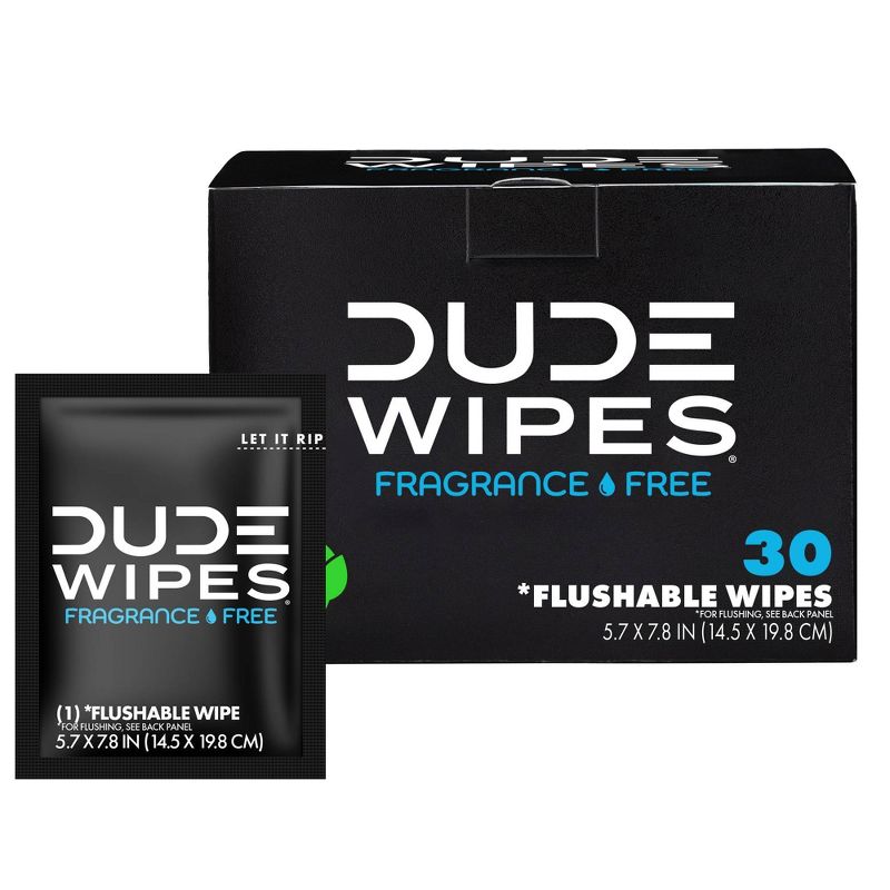 Dude Wipes Fragrance Free On-The-Go Flushable Personal Wipes - 30ct, 1 of 10