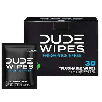 Dude Wipes Fragrance Free On-The-Go Flushable Personal Wipes - 30ct