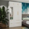 Famapy Modern White Wardrobe with Integrated Mirror and Ample Storage - 2 of 4