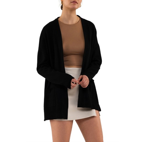 August Sky Women's Open Front Cardigan_rtw1059_black_small : Target