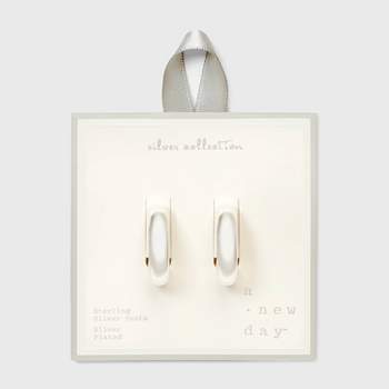 Silver Plated Plain Endless Hoop Earrings - A New Day™ Silver