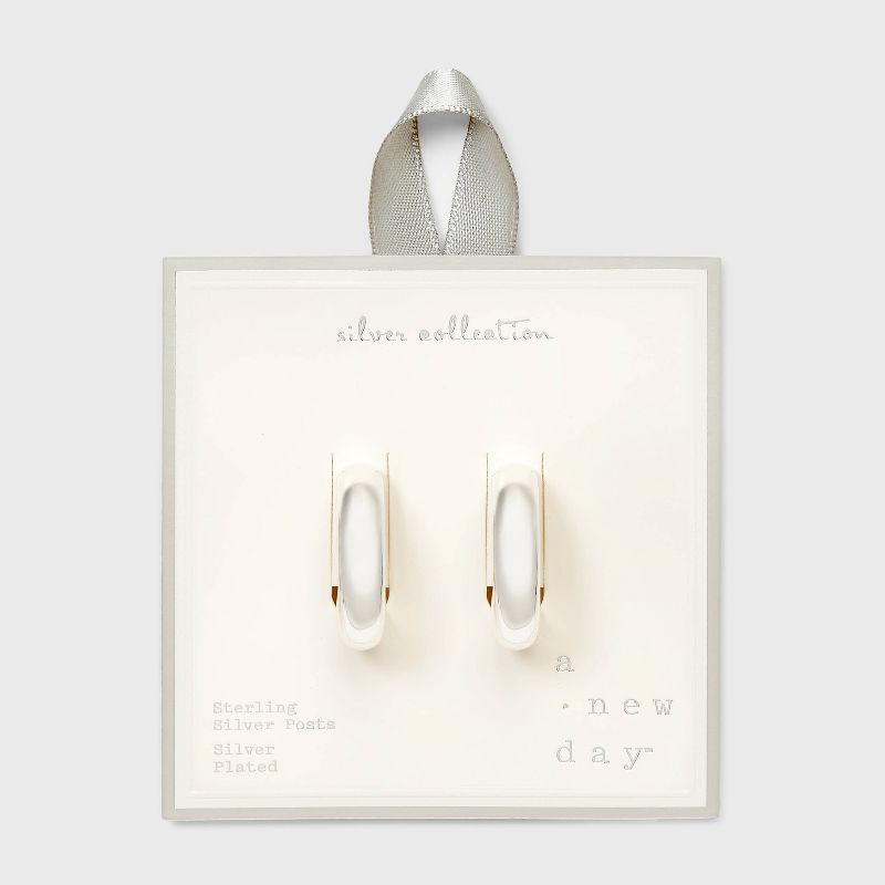 Silver Plated Plain Endless Hoop Earrings - A New Day&#8482; Silver, 1 of 5