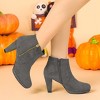 Allegra K Women's Round Toe Side Zip Low Platform Chunky Heel Ankle Booties - 2 of 4