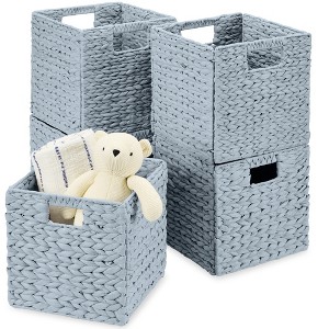 Best Choice Products 10.5x10.5in Hyacinth Storage Baskets, Set of 5 Multipurpose Collapsible Organizers - 1 of 4
