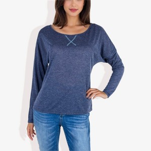 Anna-Kaci Women's Boat Neck Pullover Top with Stitch Detail - 1 of 4
