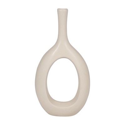Sagebrook Home Ceramic Cut-Out Vase - Decorative Circle Vase For Flower Display