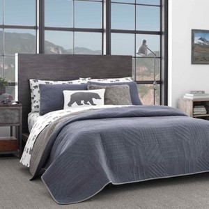 Hidden Lake Reversible Quilt Set Blue - Eddie Bauer - 1 of 4