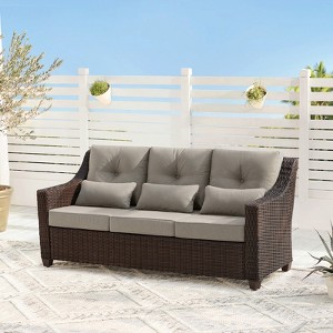 Spruce & Spring Outdoor Wicker Patio Outdoor Sofa Swivel Chair Coffee Table - 1 of 4