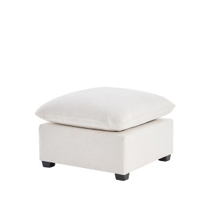 PAGED Chenille Fabric Ottoman, Modern Vanity Chair Footrest Stool with Wooden Frame and Foam Filling, Small End Table for Living Room, Bedroom - 1 of 4