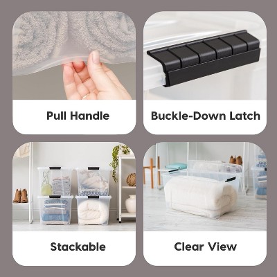 Clear Stackable Plastic Storage Bins with Lids, 2 Pack