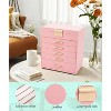 6-Layer Pink Jewelry Box with 5 Drawers & Necklace Hanger, Large Organizer Storage for Earrings and Necklaces - 3 of 4