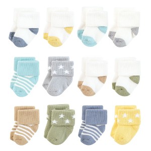 Hudson Baby Infant Boy Cotton Rich Newborn and Terry Socks, Boy Asst Stars - 1 of 4