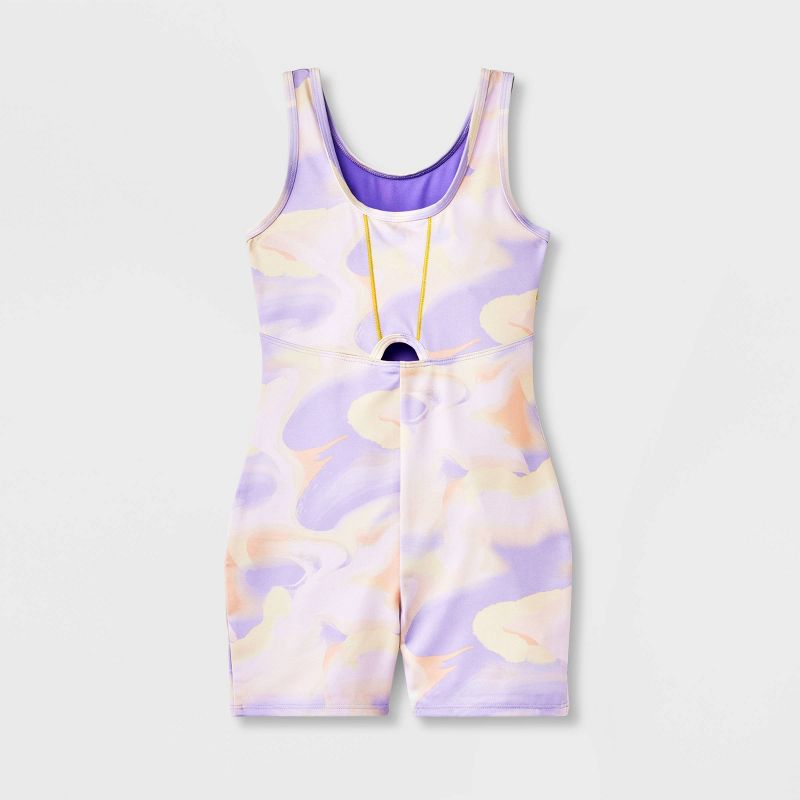 Girls' Gymnastics Purple Swirl Pull-On Biketard - Cat & Jack™ Purple/Yellow, 3 of 5