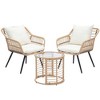 Ainfox 3 PCS Wicker Sofa Patio Bistro Set, Patio Furniture with Glass Top Table and Cushions - 4 of 4