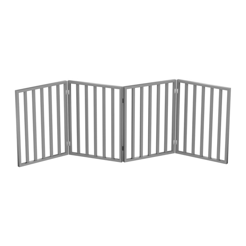 Indoor Pet Gate - 4-Panel Folding Dog Gate for Stairs or Doorways - 72x24-Inch Freestanding Pet Fence for Cats and Dogs by PETMAKER (Gray), 4 of 5