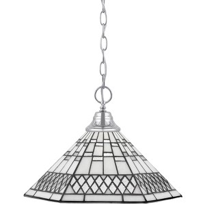 Toltec Lighting Any 1 - Light Pendant in  Chrome with 16" Pewter Art Glass Shade - 1 of 1
