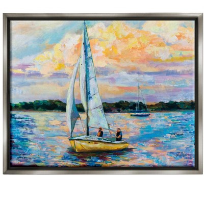 Stupell Industries Vivid Nautical Sailboat LandscapeFloater Canvas Wall Art