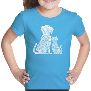 LA Pop Art Girl's Word Art T-shirt - Dogs and Cats - 1 of 4